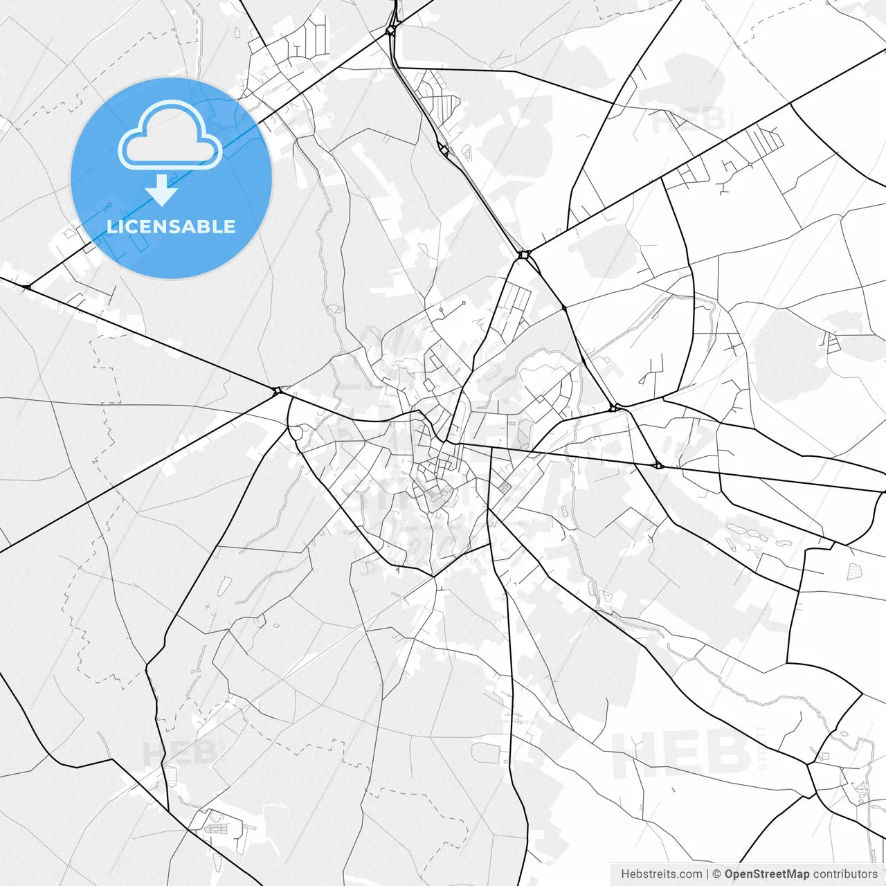 Vector PDF map of Binche, Belgium