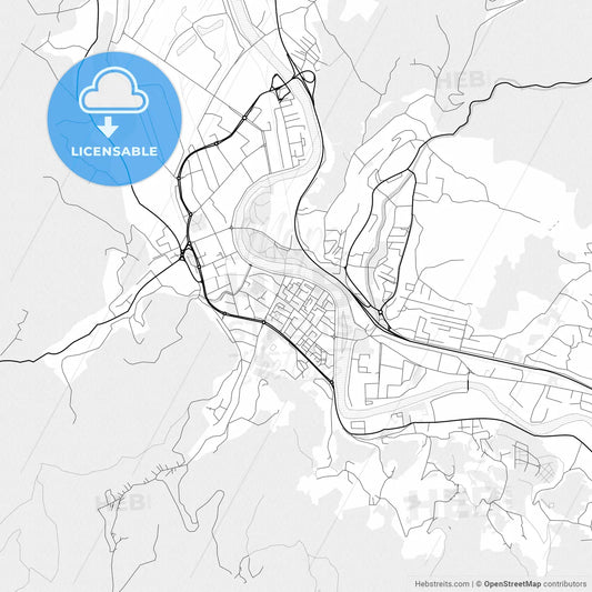 Vector PDF map of Zenica, Bosnia and Herzegovina