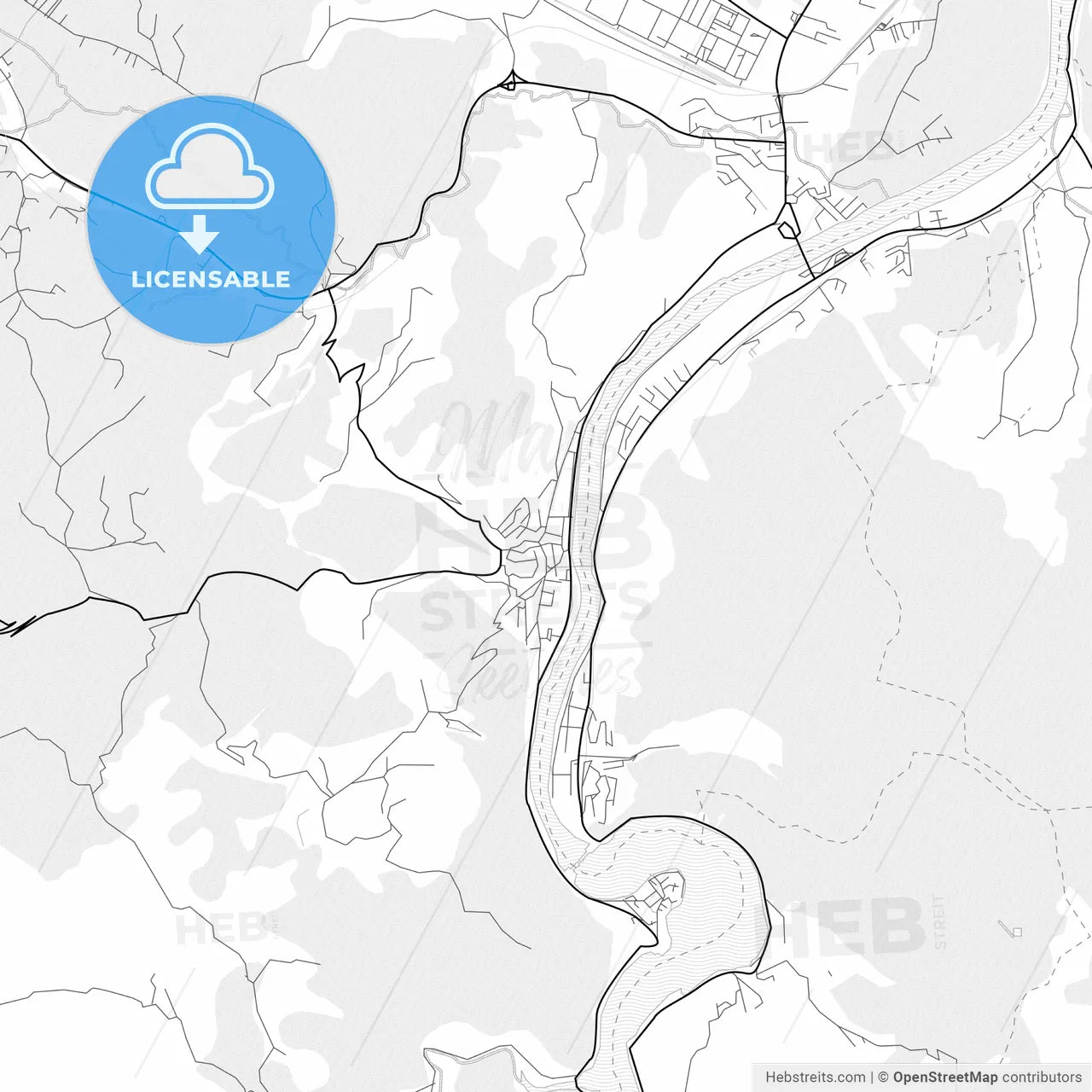 Vector PDF map of Zvornik, Bosnia and Herzegovina