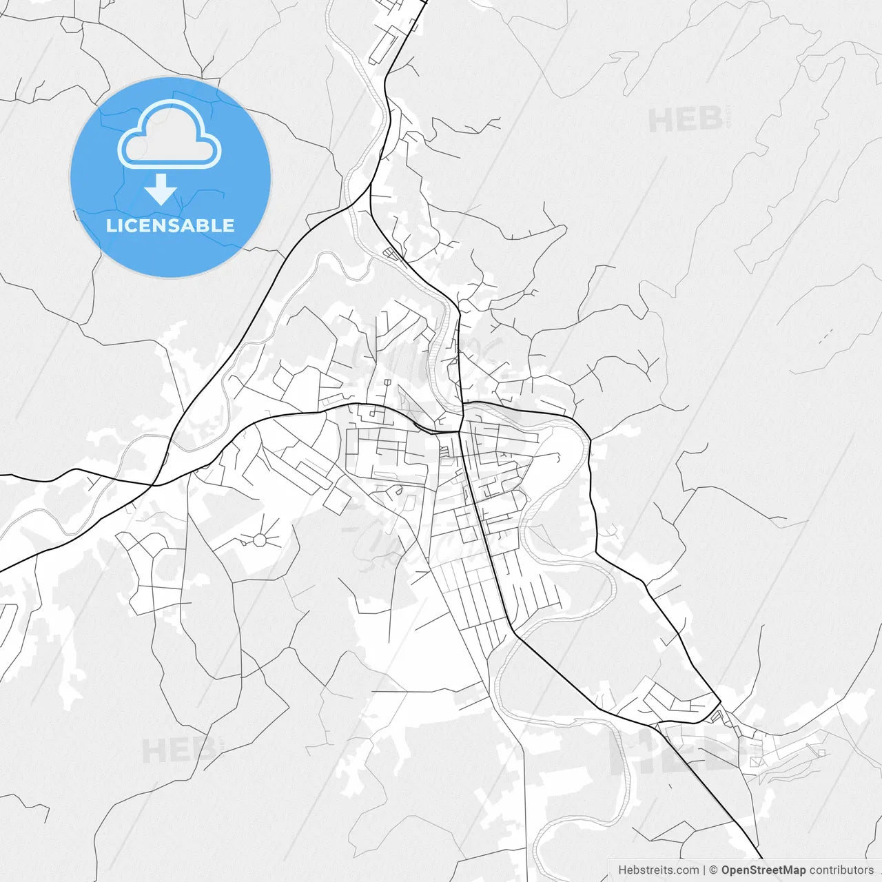 Vector PDF map of Teslić, Bosnia and Herzegovina