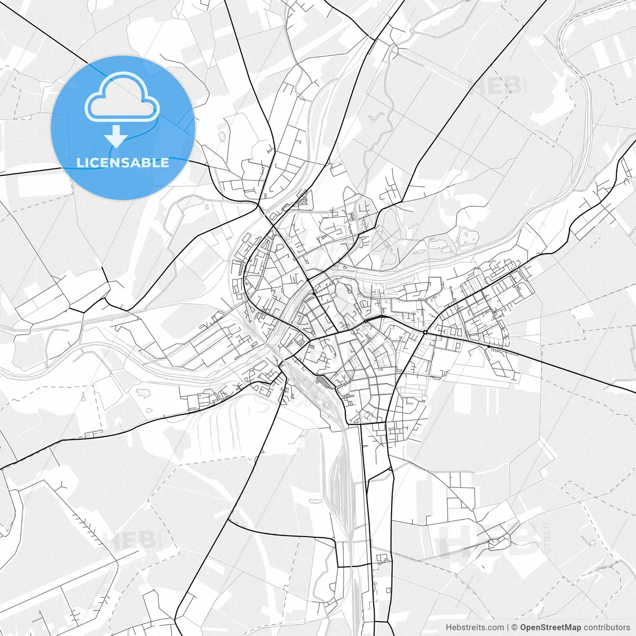 Vector PDF map of Přerov, Czechia