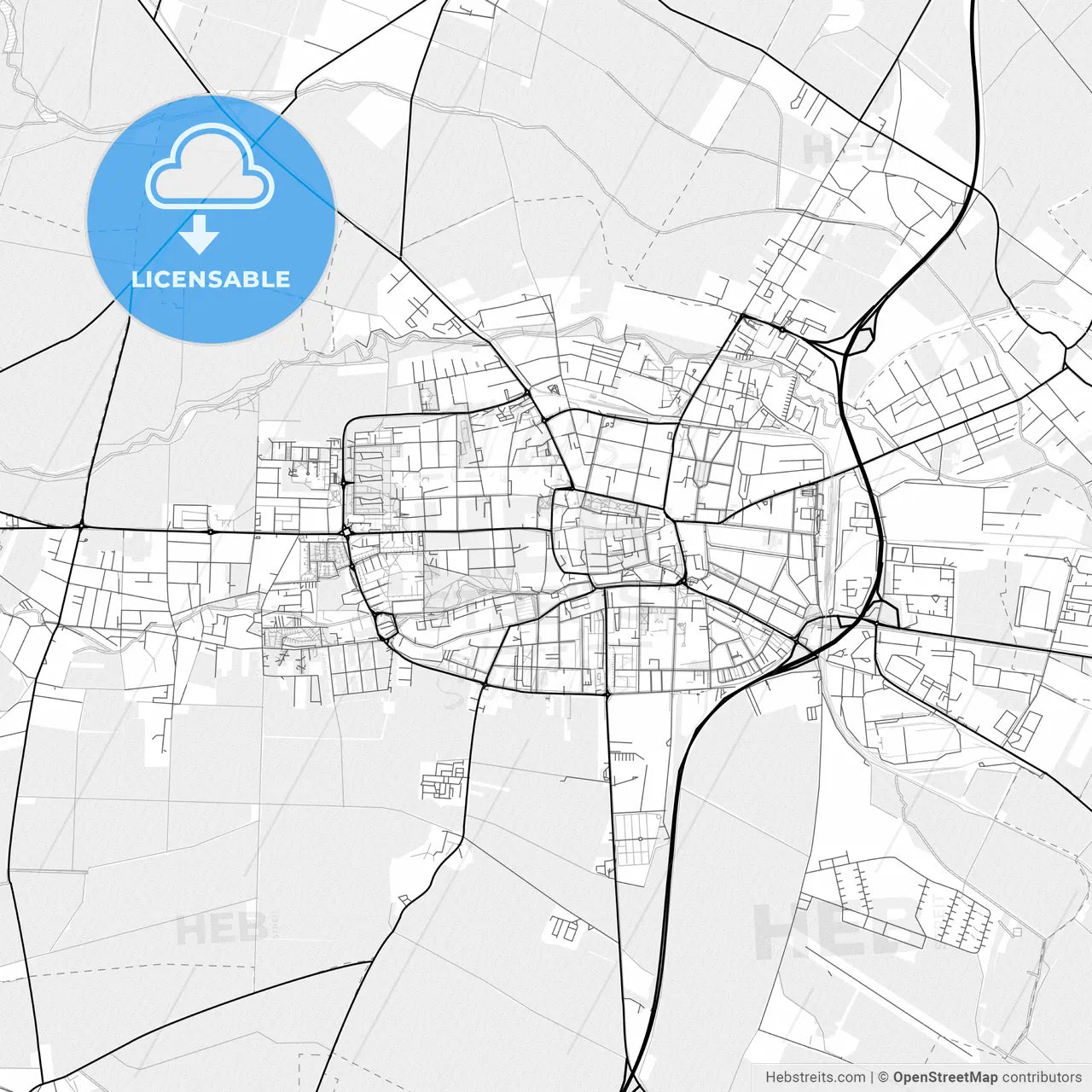 Vector PDF map of Prostějov, Czechia