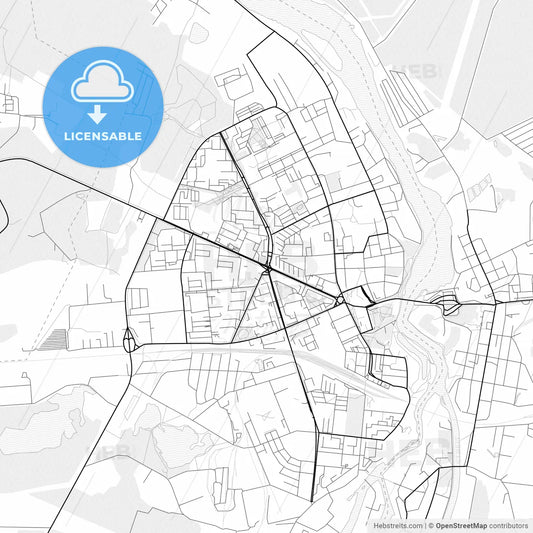 Vector PDF map of Narva, Estonia
