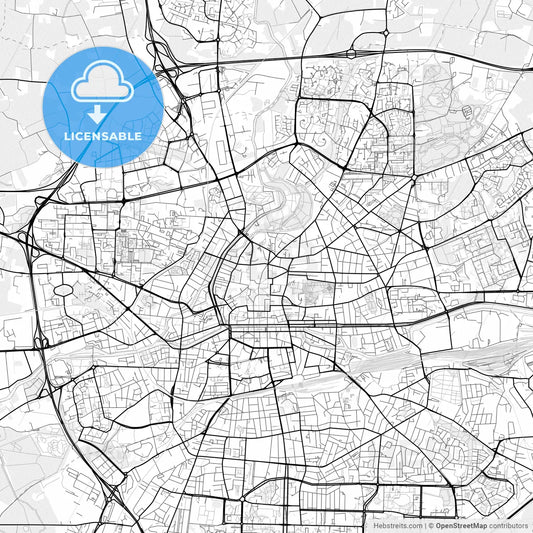 Vector PDF map of Rennes, France