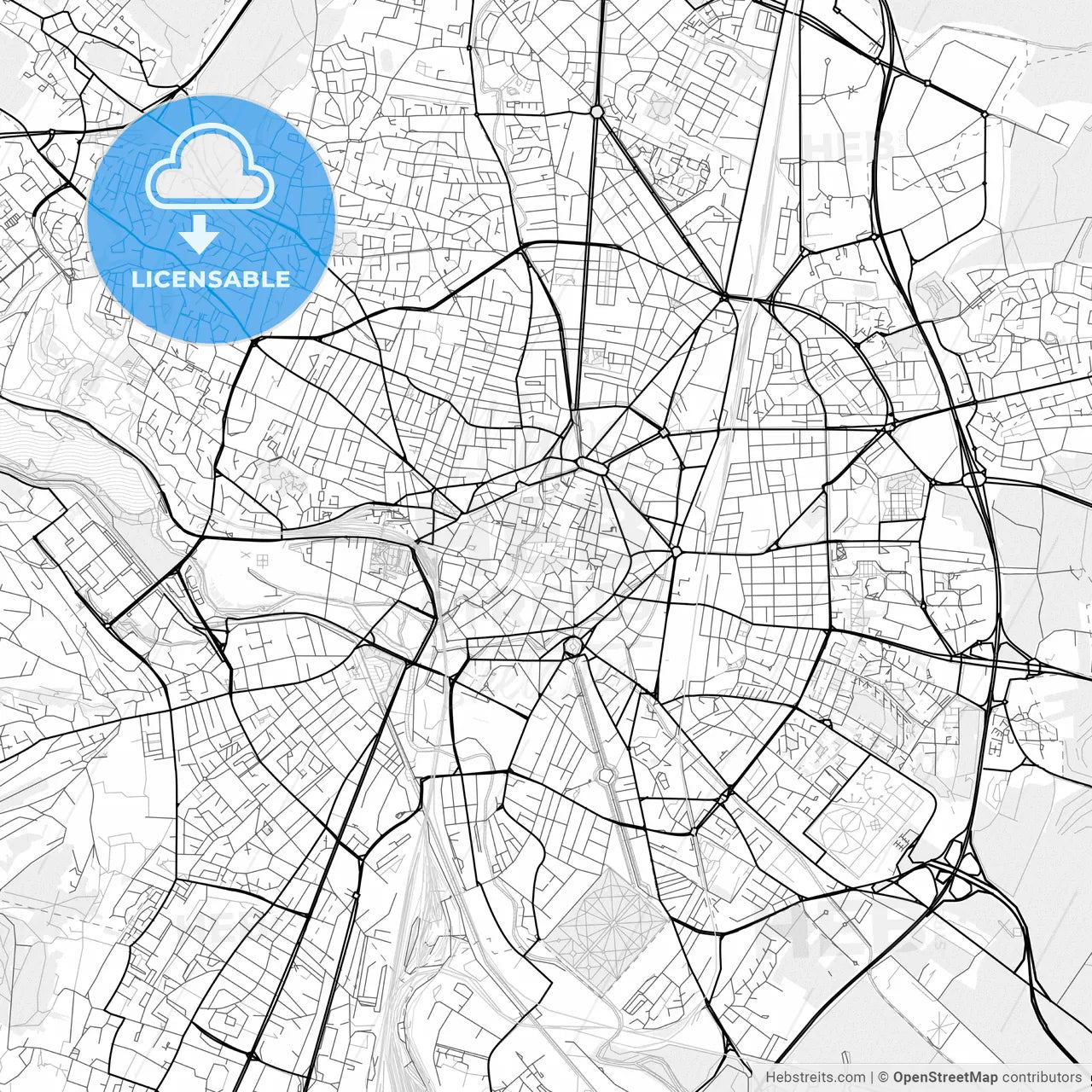 Vector PDF map of Dijon, France