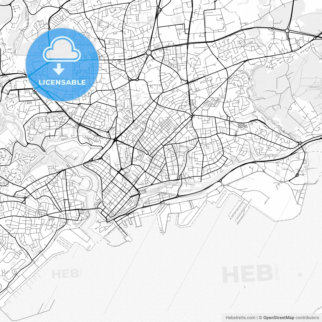 Vector PDF map of Brest, France