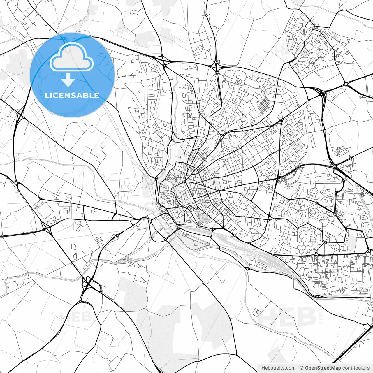 Vector PDF map of Béziers, France