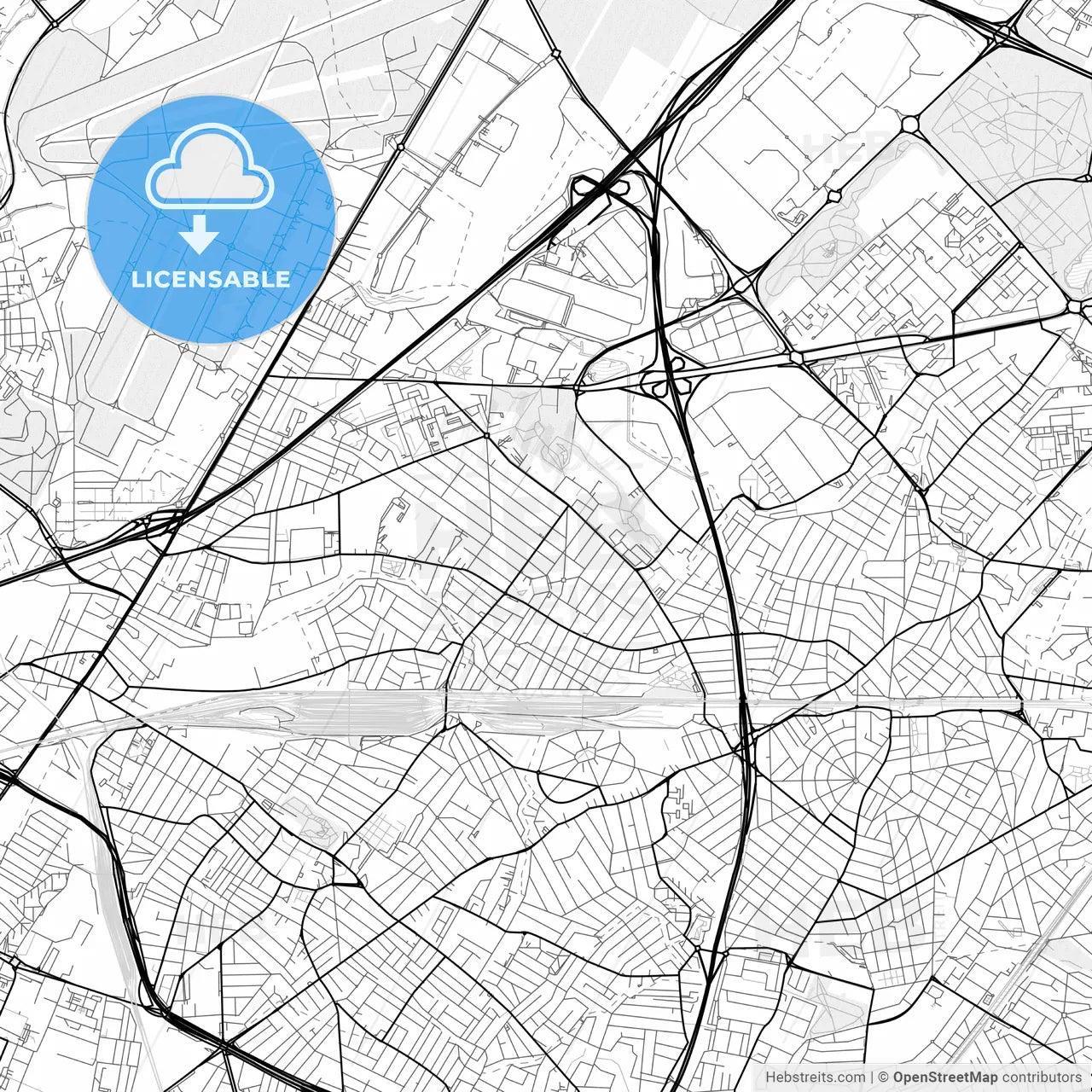 Vector PDF map of Le Blanc-Mesnil, France