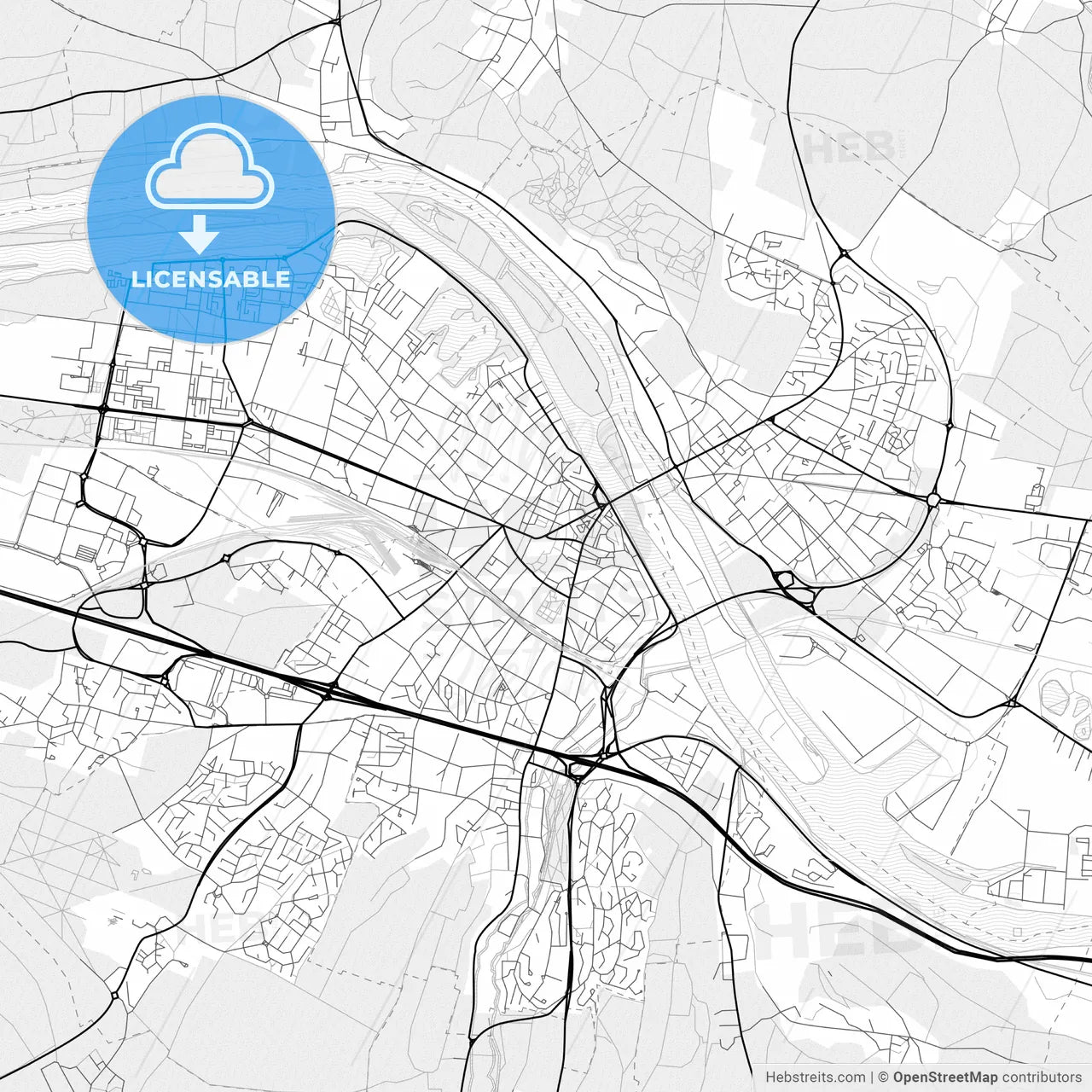 Vector PDF map of Mantes-la-Jolie, France