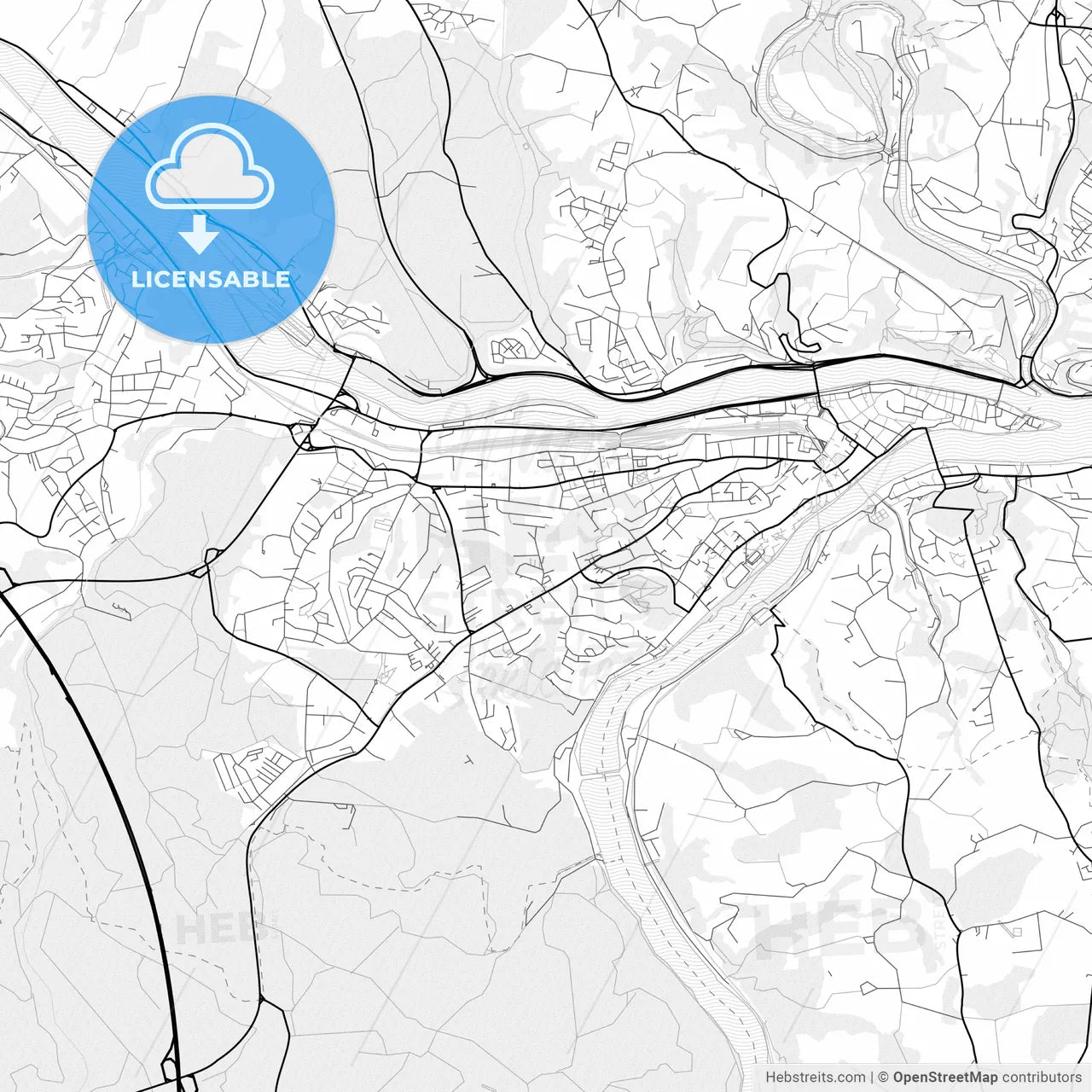 Vector PDF map of Passau, Germany