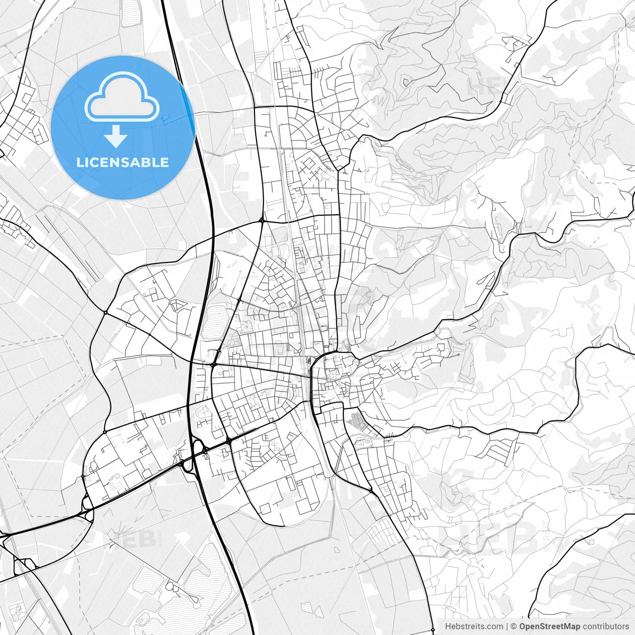 Vector PDF map of Bensheim, Germany