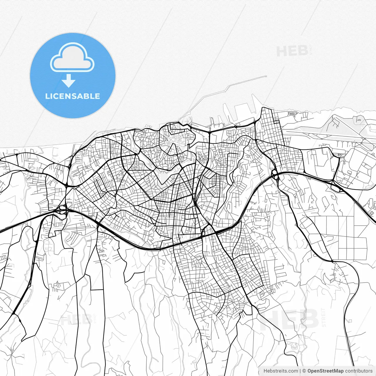 Vector PDF map of Heraklion, Greece