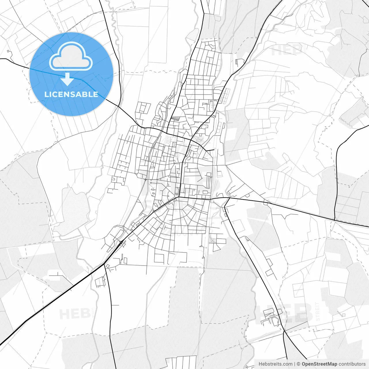 Vector PDF map of Gyöngyös, Hungary