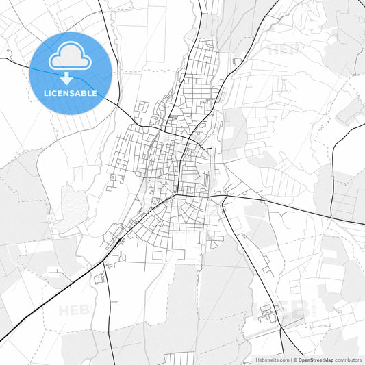 Vector PDF map of Gyöngyös, Hungary