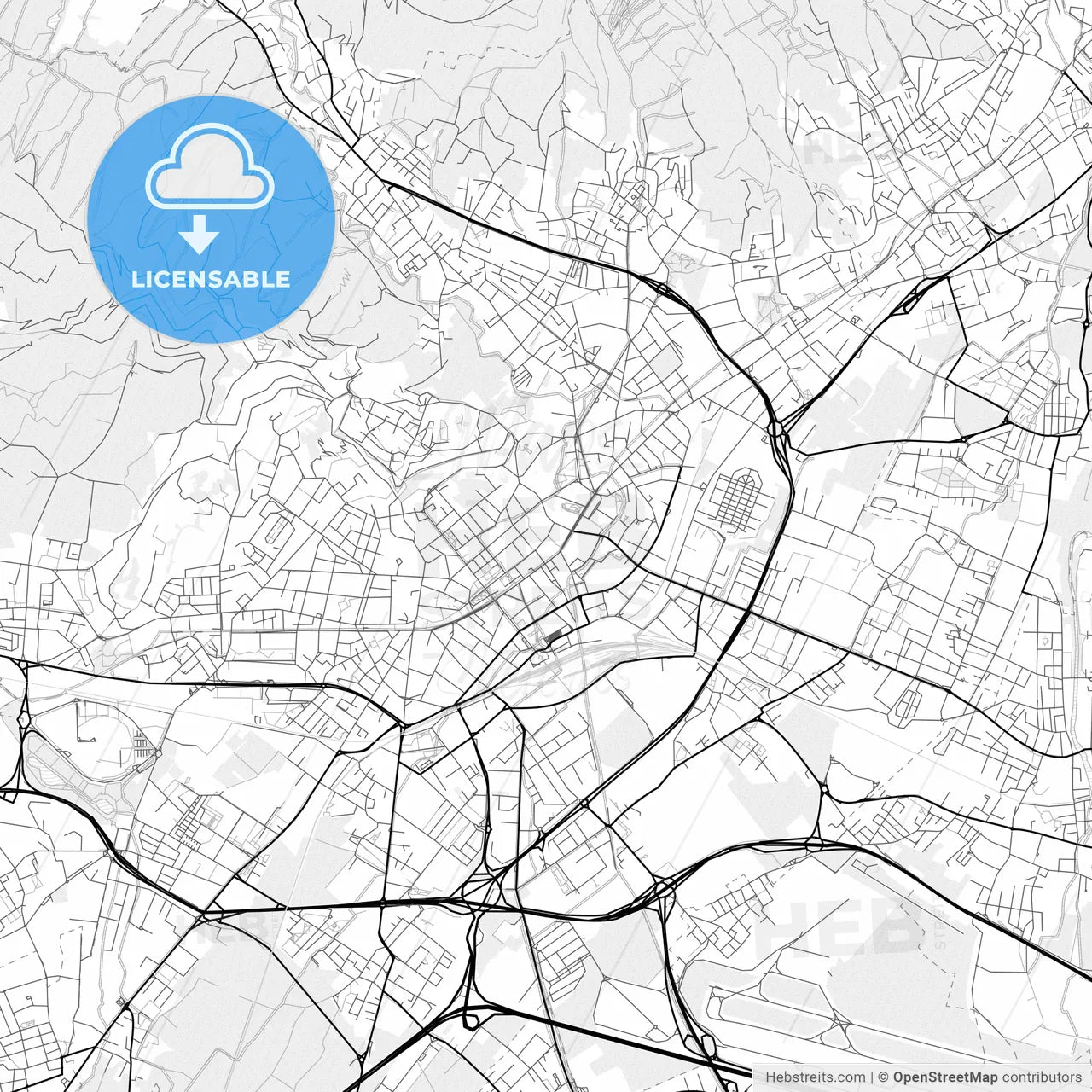 Vector PDF map of Bergamo, Italy