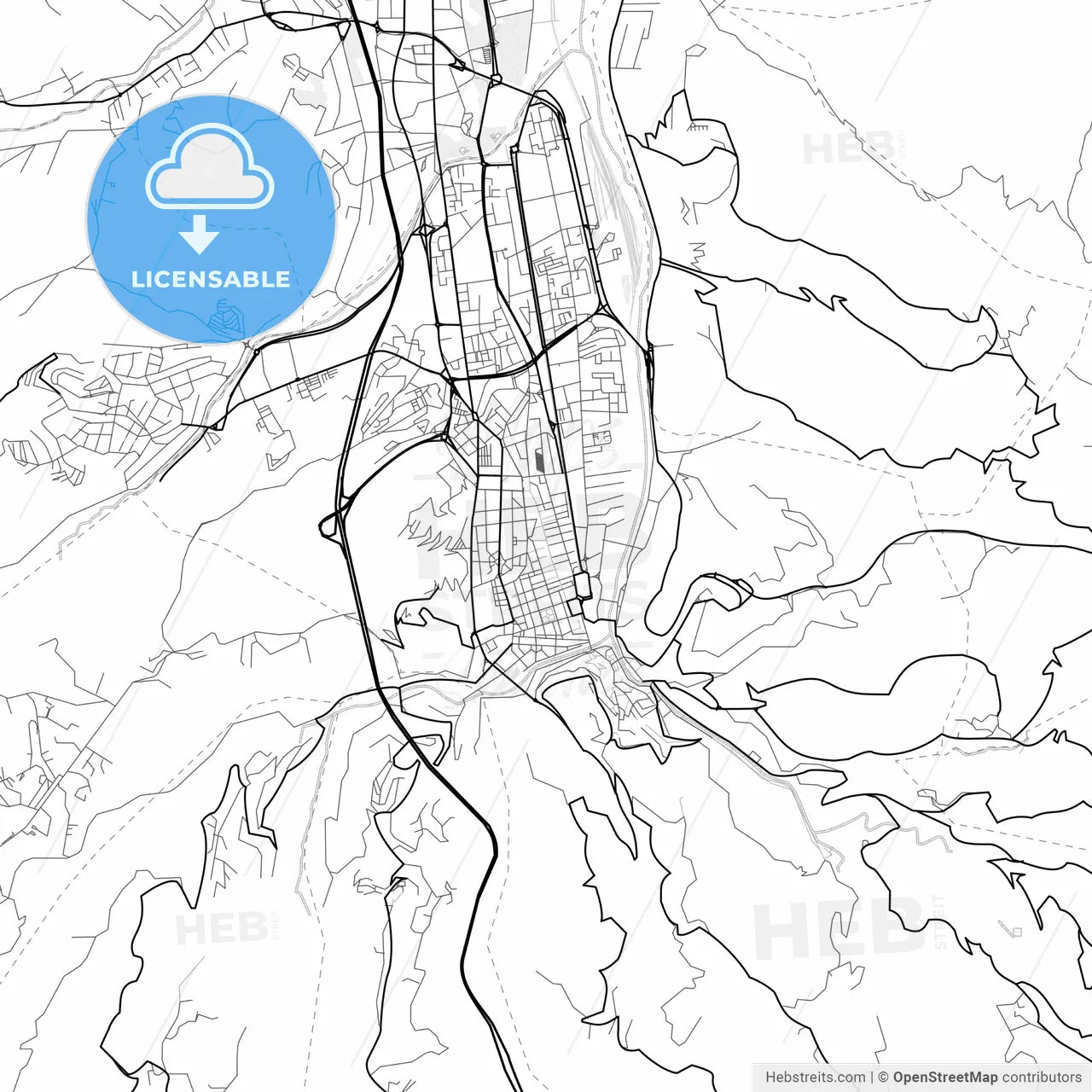 Vector PDF map of Cosenza, Italy
