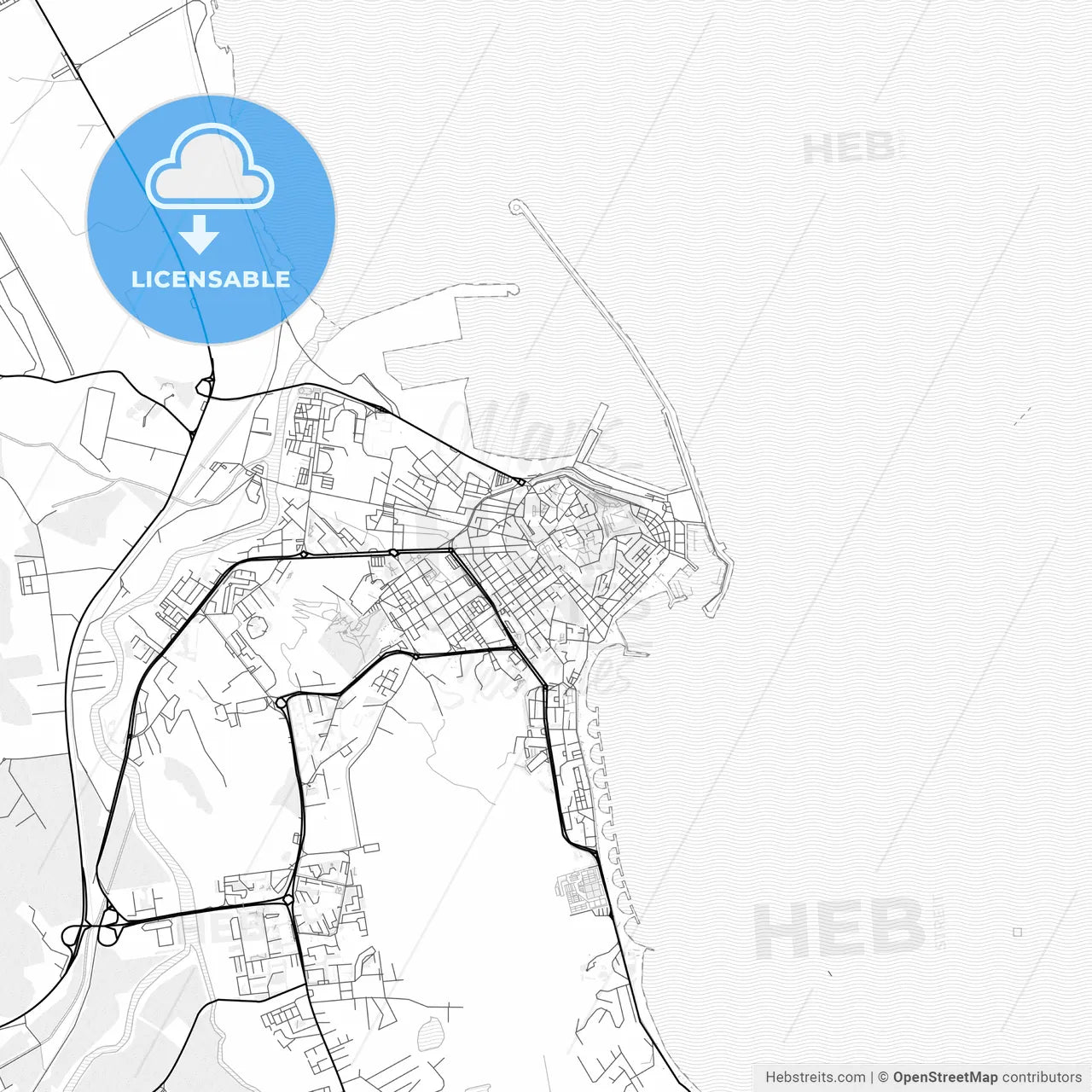 Vector PDF map of Crotone, Italy