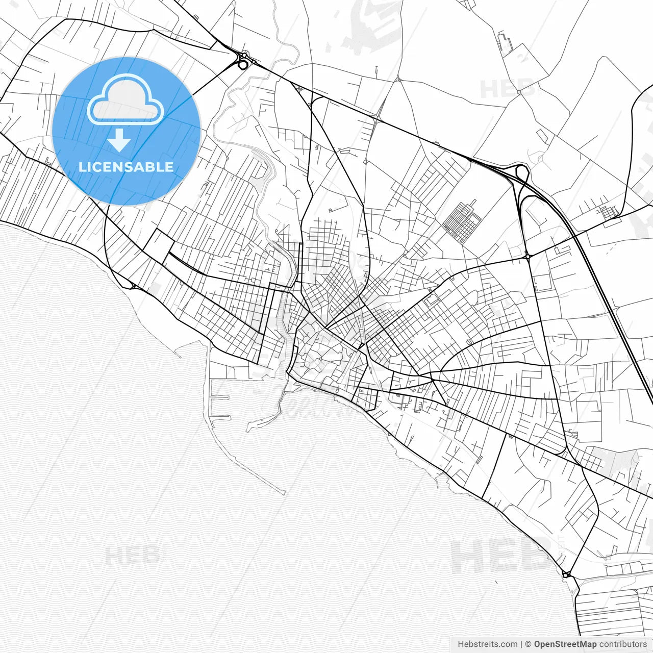Vector PDF map of Mazara del Vallo, Italy