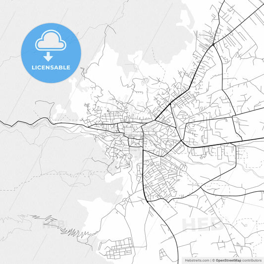 Vector PDF map of Pejë / Peć, Kosovo