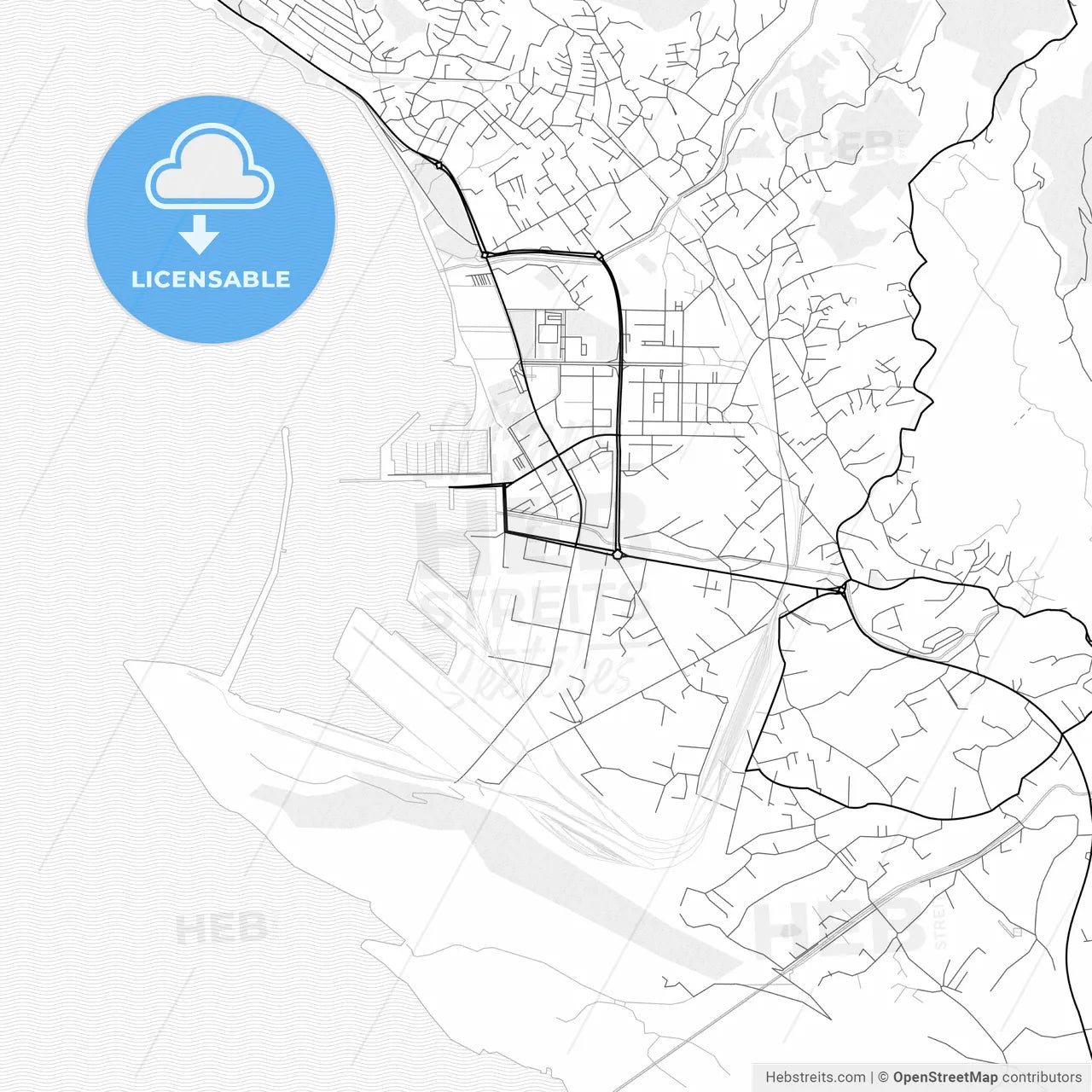 Vector PDF map of Bar, Montenegro