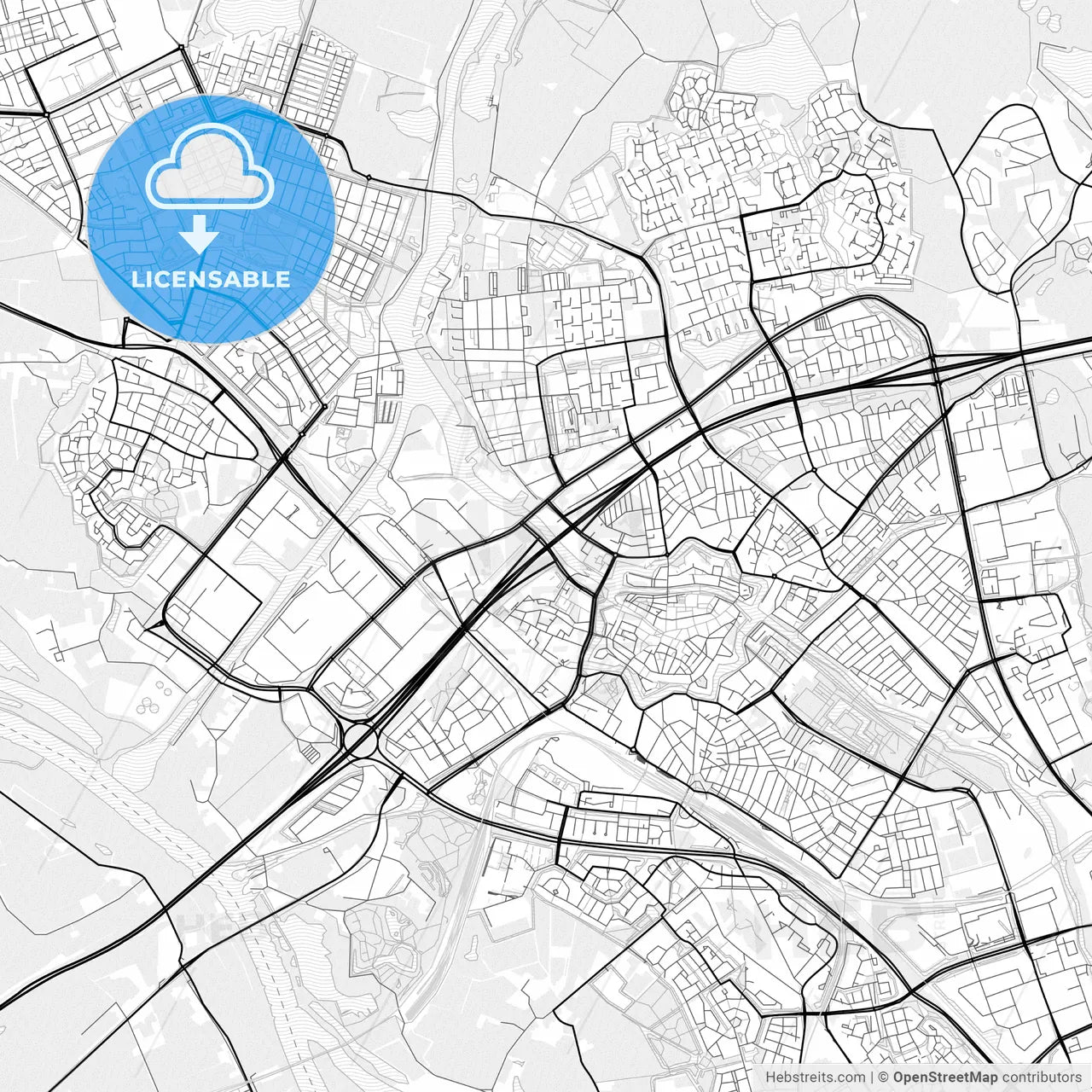 Vector PDF map of Zwolle, Netherlands