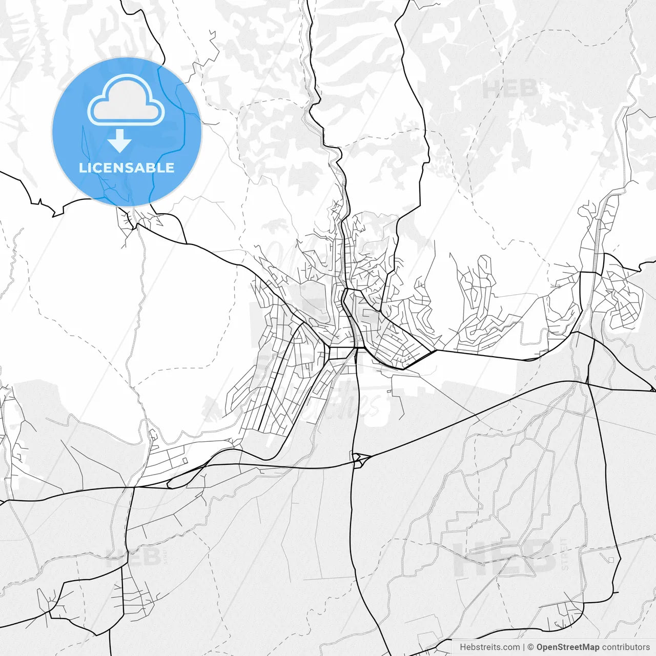 Vector PDF map of Kočani, North Macedonia