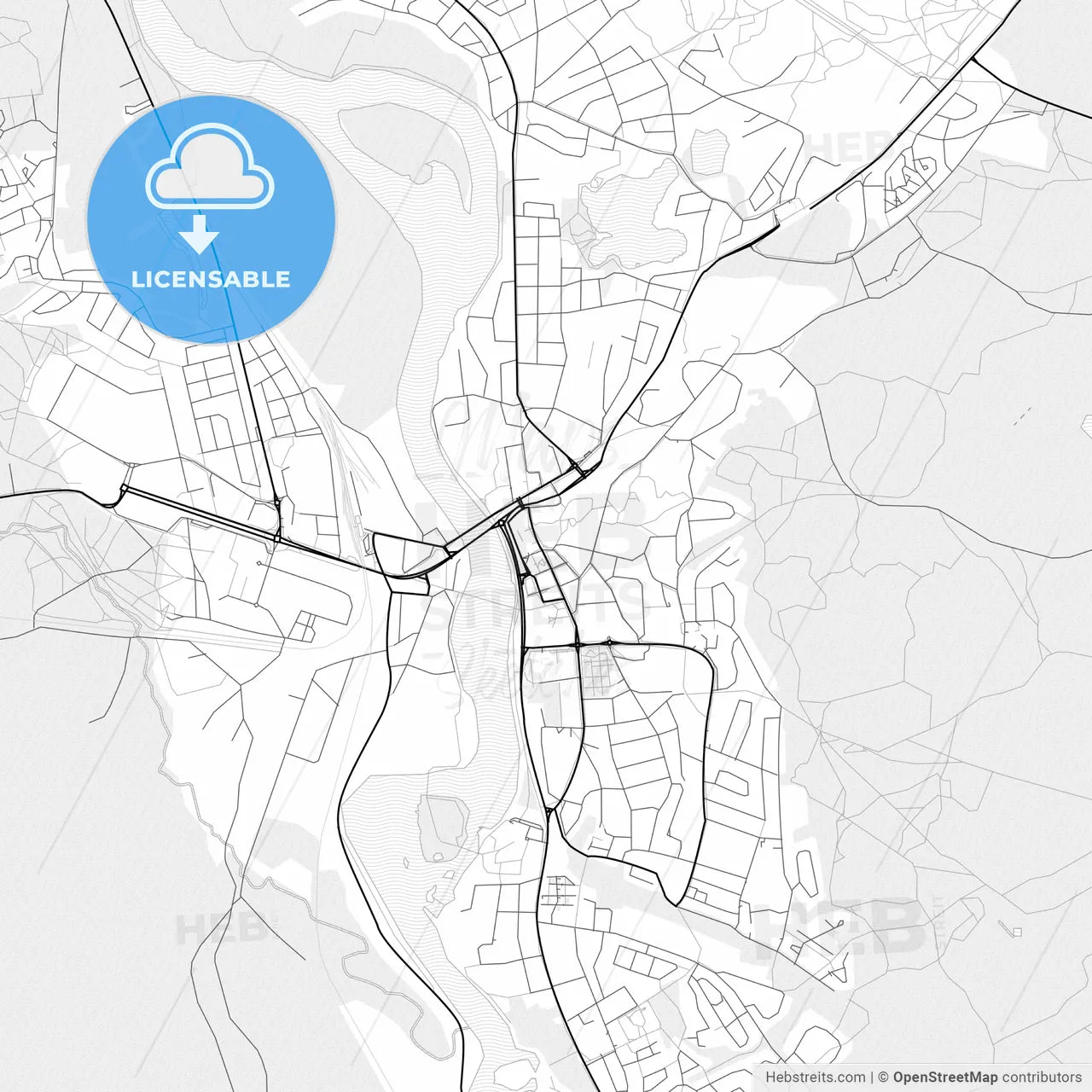 Vector PDF map of Elverum, Norway