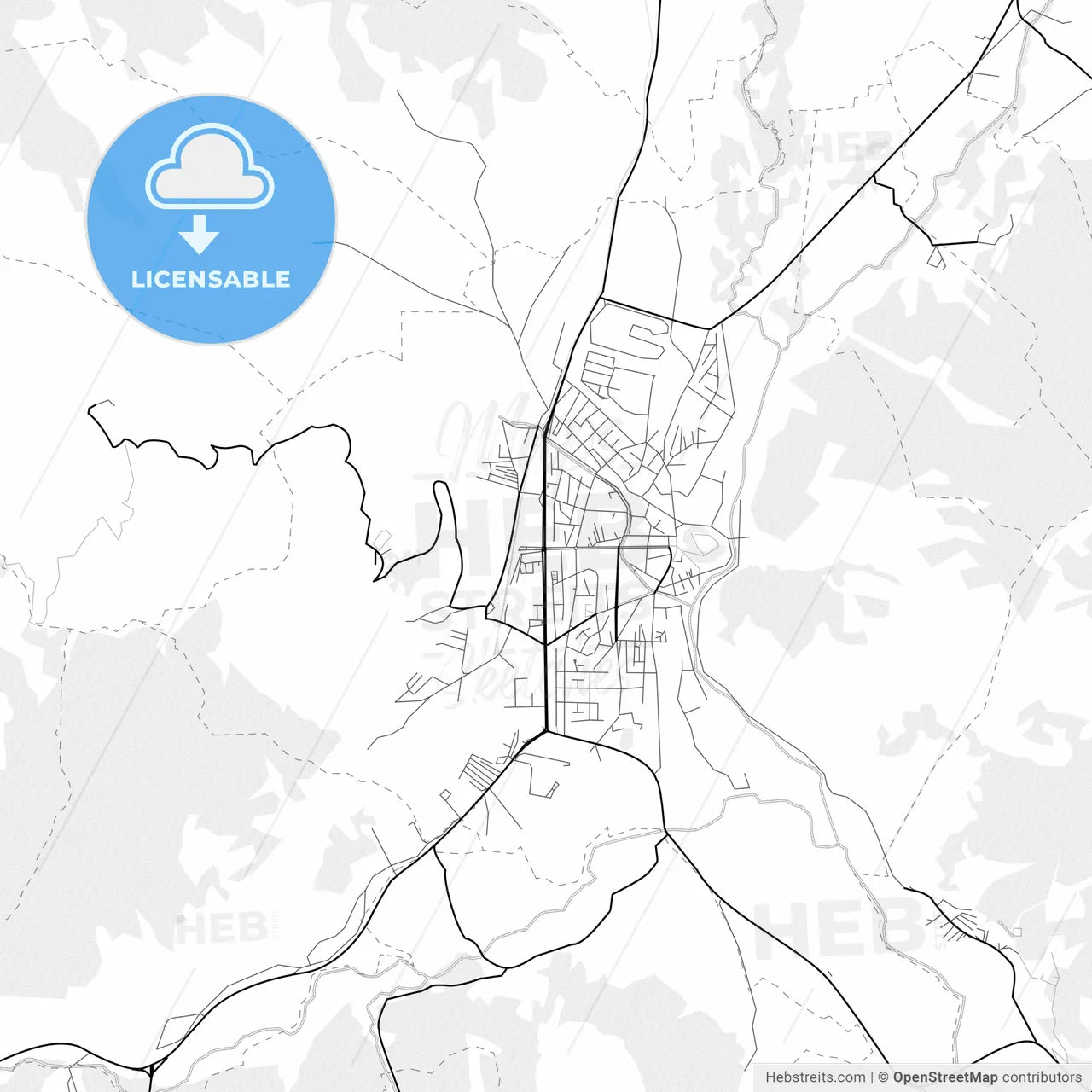 Vector PDF map of Kičevo, North Macedonia