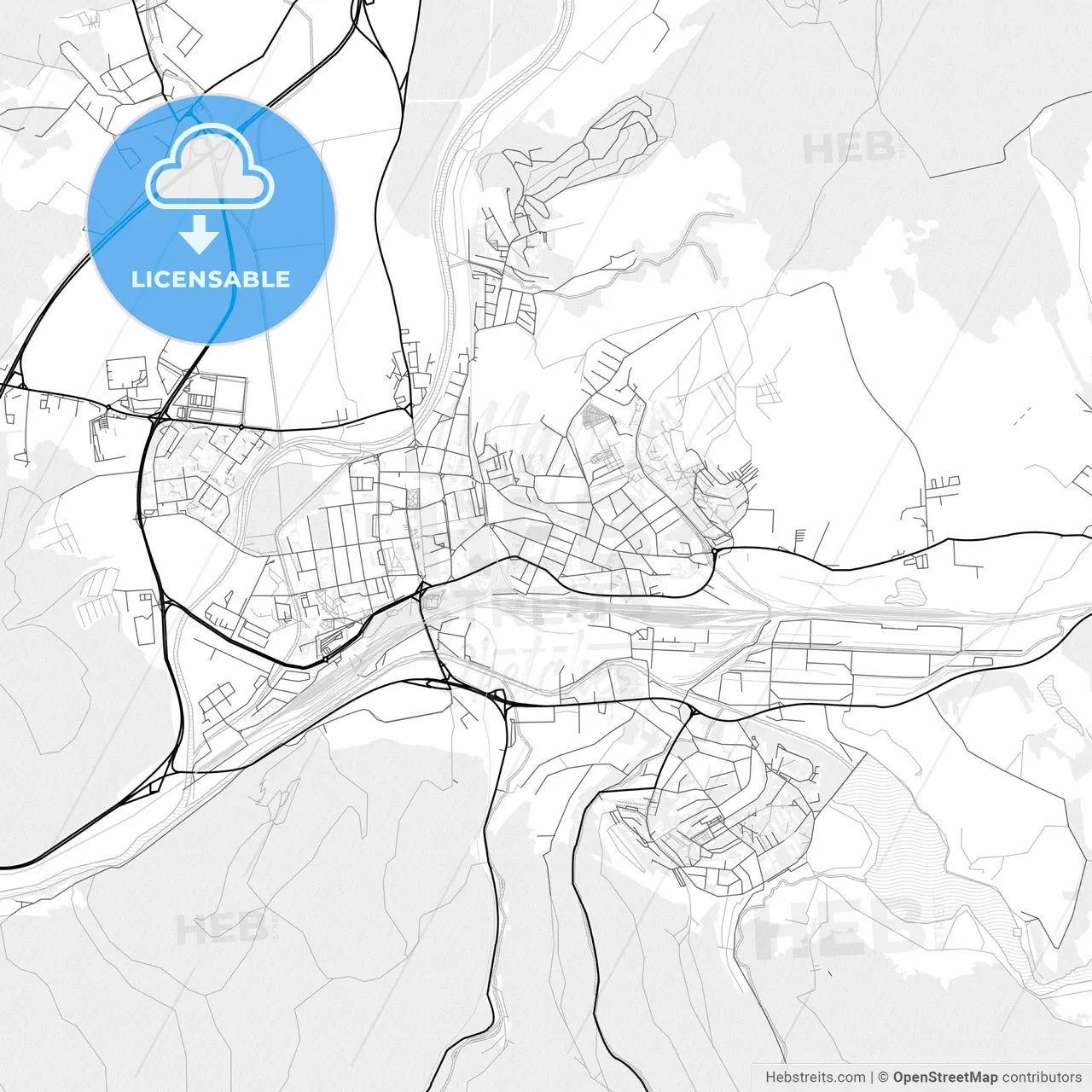 Vector PDF map of Zvolen, Slovakia