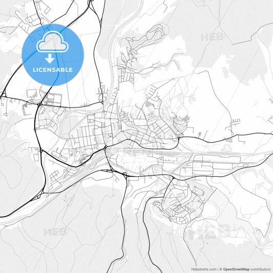 Vector PDF map of Zvolen, Slovakia