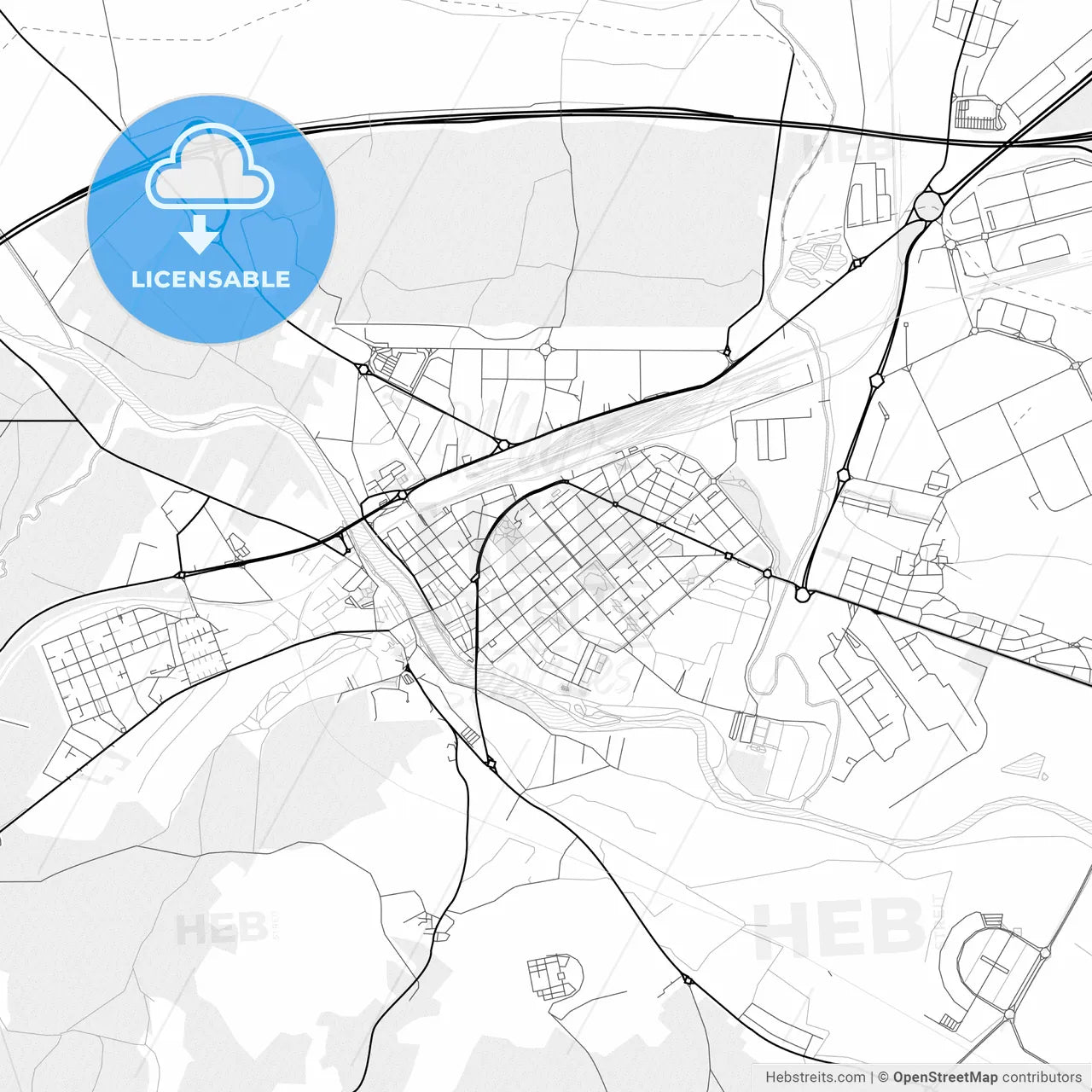 Vector PDF map of Miranda de Ebro, Spain