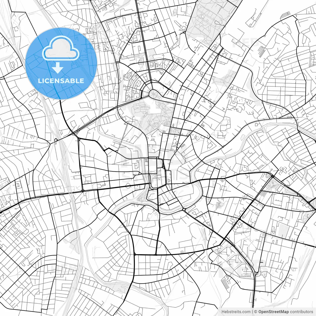 Vector PDF map of Kharkiv, Ukraine