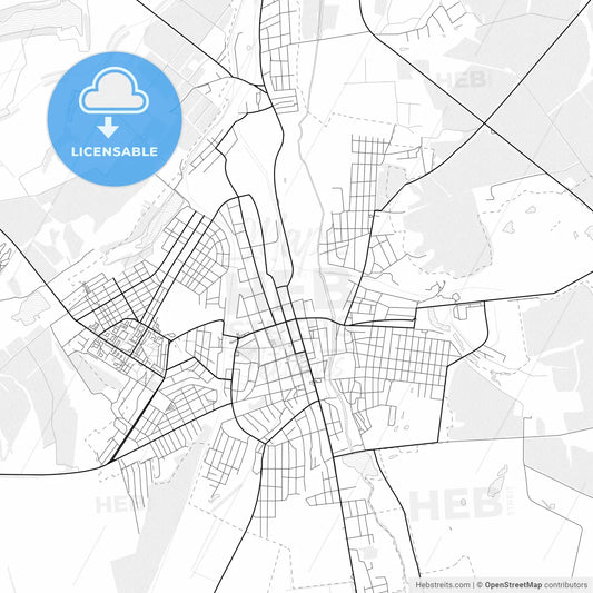 Vector PDF map of Bakhmut, Ukraine