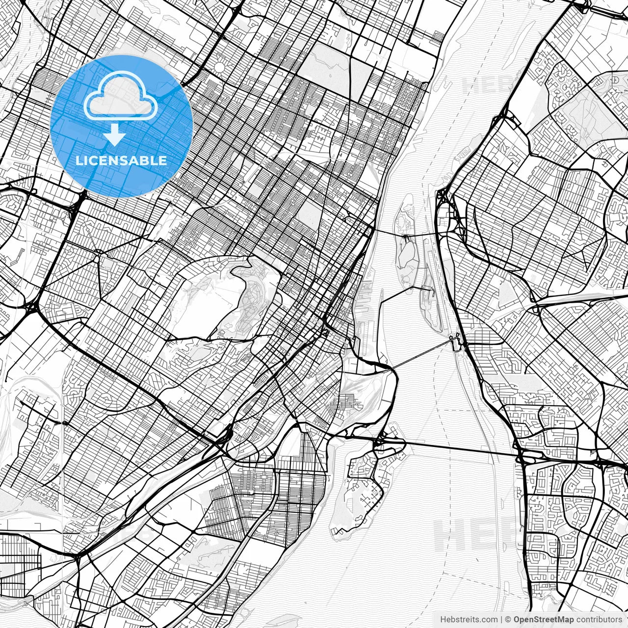 Vector PDF map of Montreal, Canada