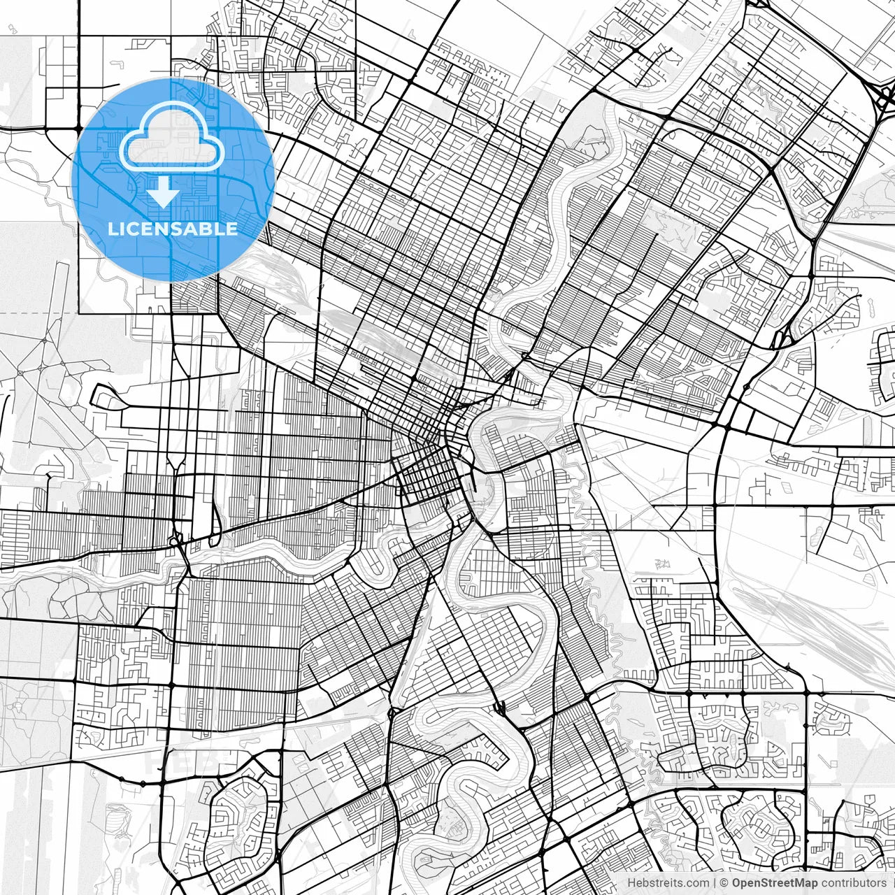 Vector PDF map of Winnipeg, Canada
