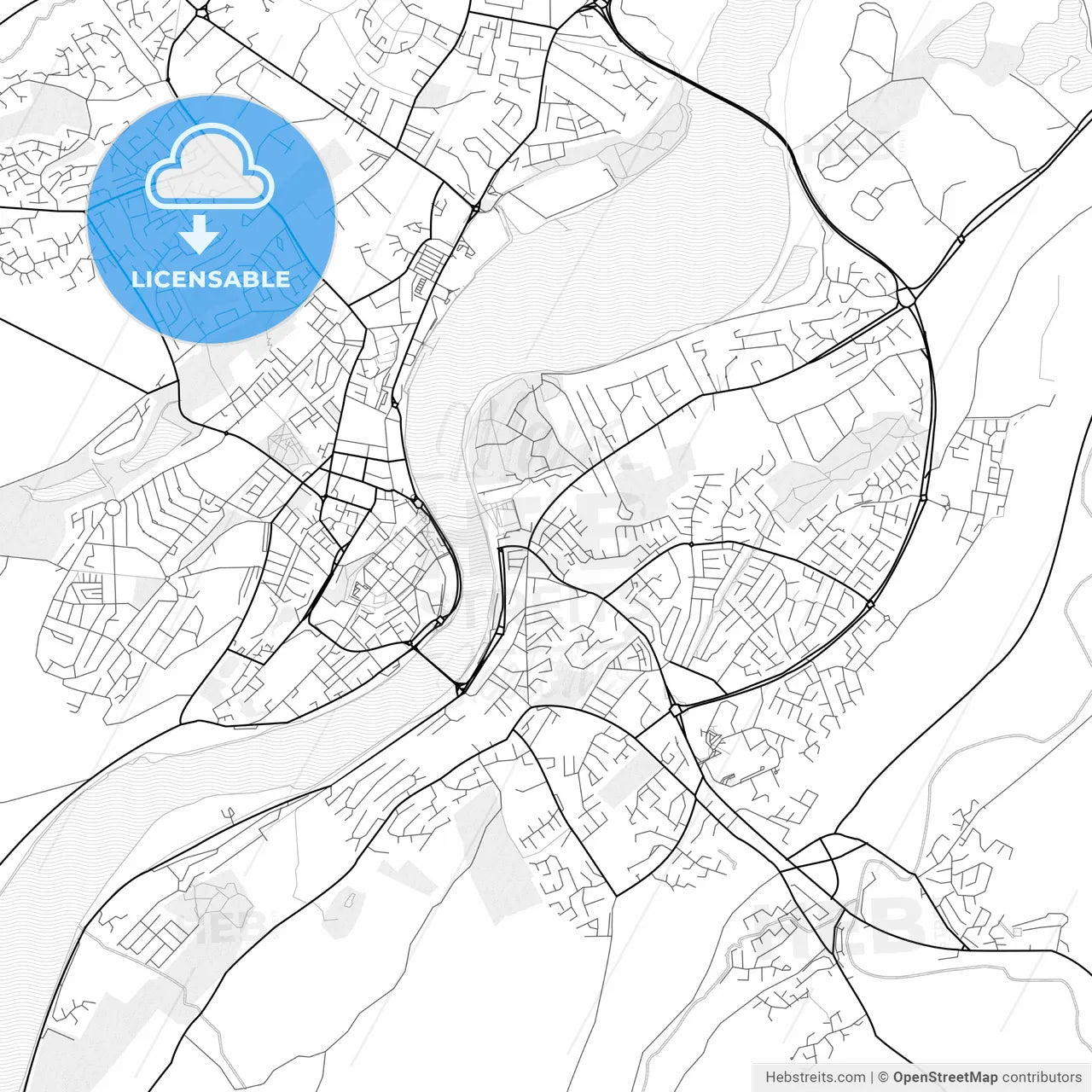 Vector PDF map of Derry, Northern Ireland