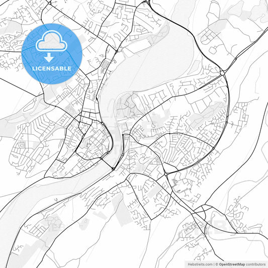 Vector PDF map of Derry, Northern Ireland