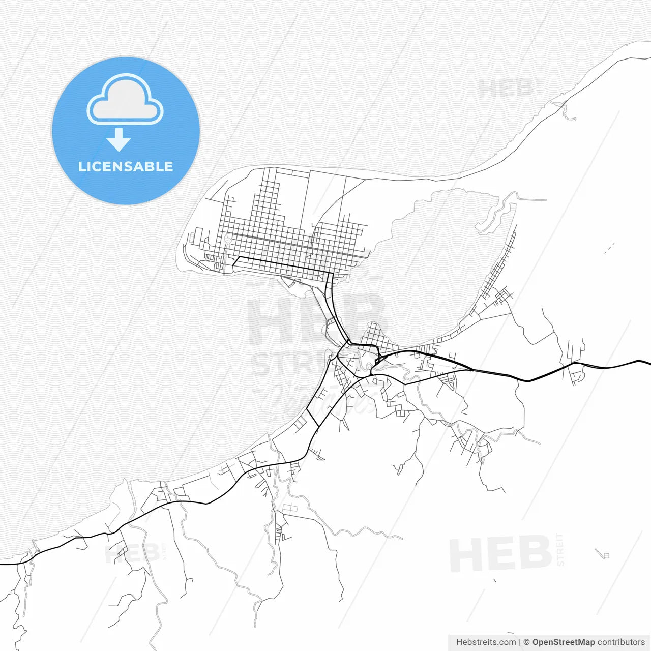 Vector PDF map of Puerto Cortés, Honduras