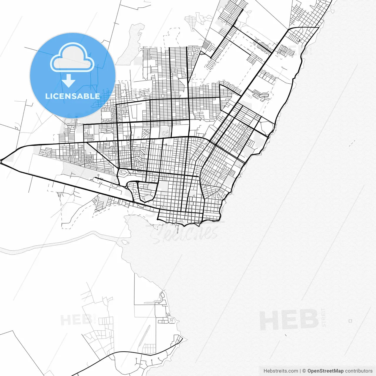Vector PDF map of Chetumal, Mexico