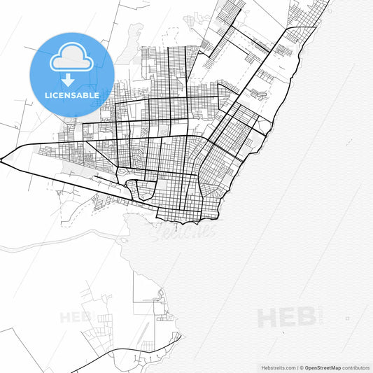 Vector PDF map of Chetumal, Mexico