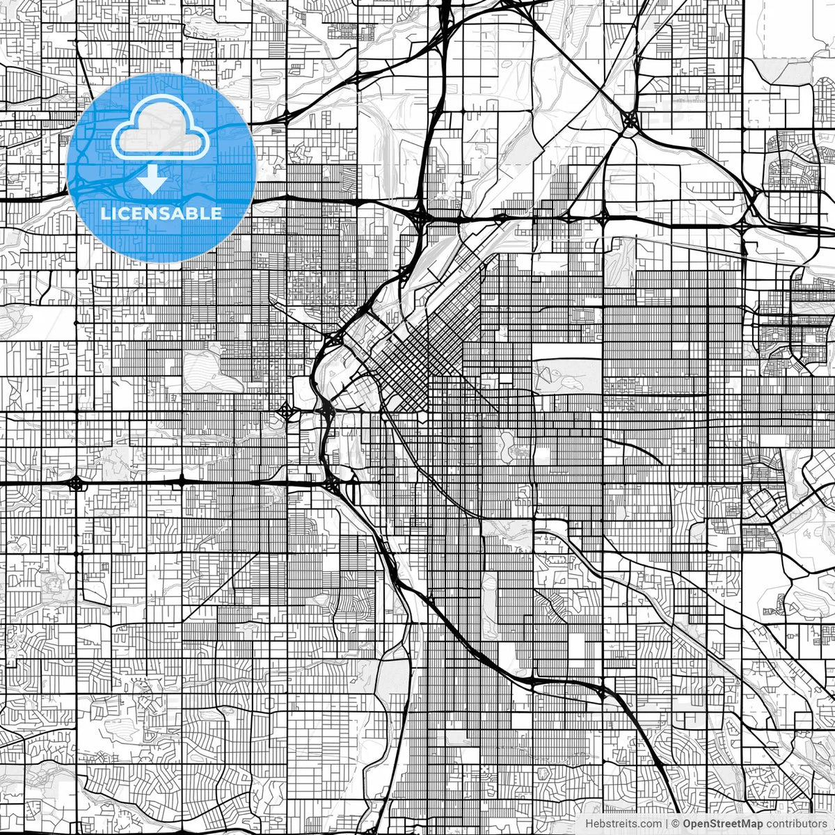Denver Shape Map Vector Pdf Map Of Denver, Colorado, United States – HEBSTREITS