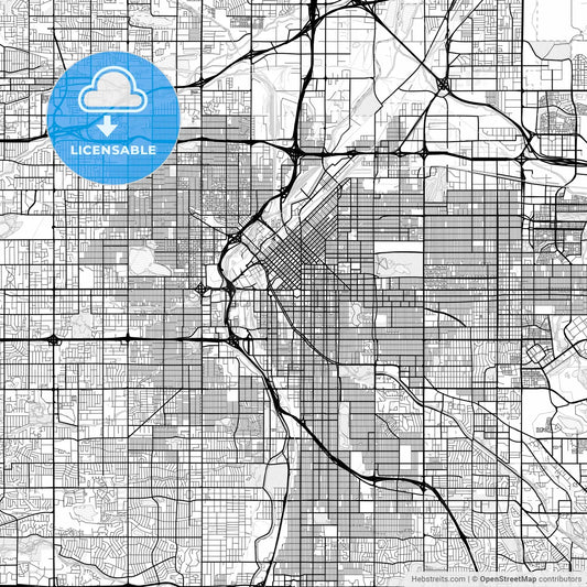 Vector PDF map of Denver, Colorado, United States