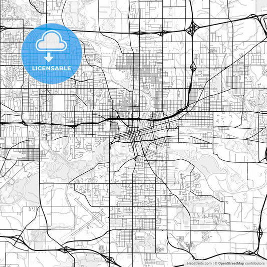 Vector PDF map of Des Moines, Iowa, United States