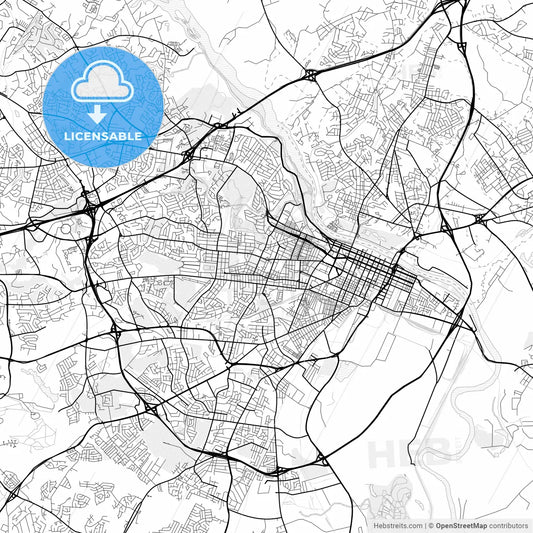 Vector PDF map of Augusta, Georgia, United States