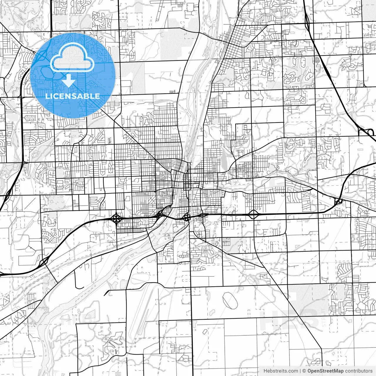 Vector PDF map of Joliet, Illinois, United States