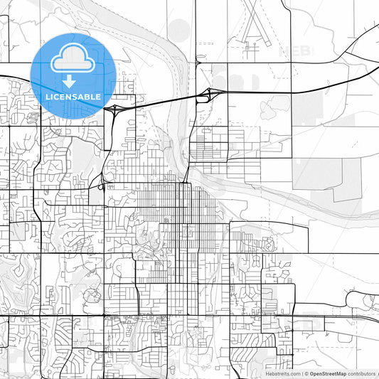 Vector PDF map of Lawrence, Kansas, United States