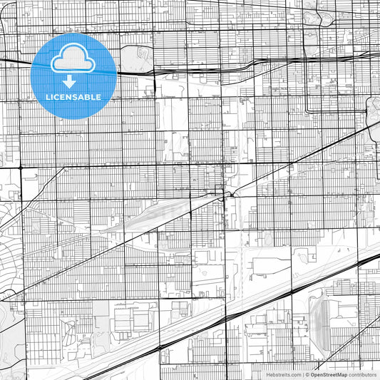Vector PDF map of Cicero, Illinois, United States