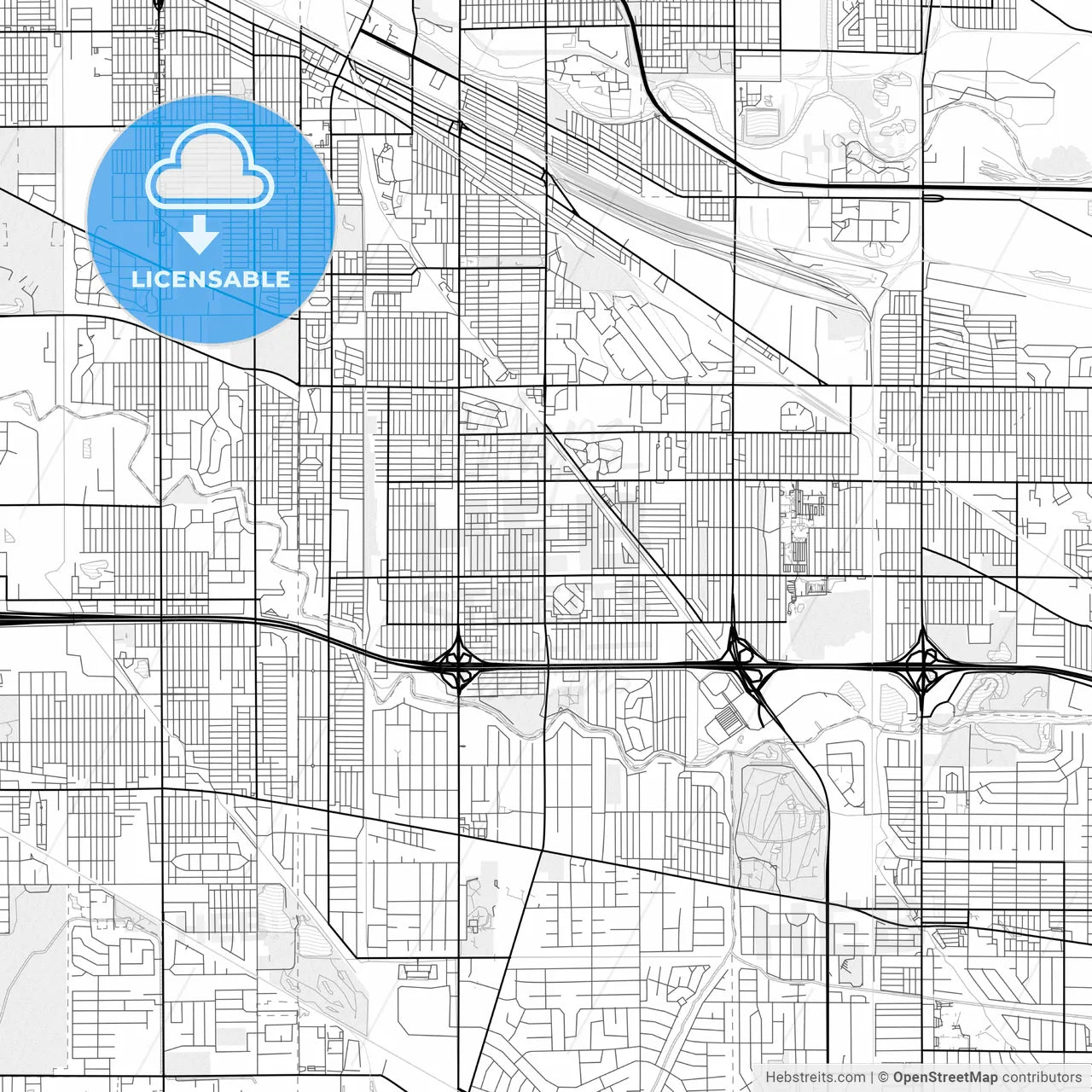 Vector PDF map of Hammond, Indiana, United States