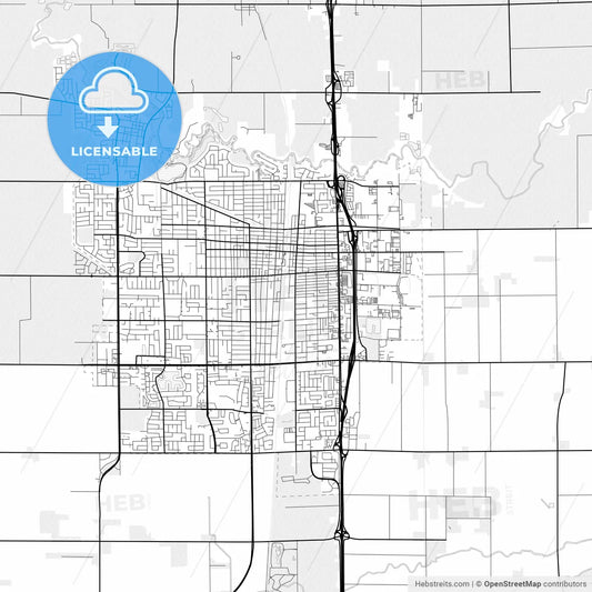 Vector PDF map of Lodi, California, United States