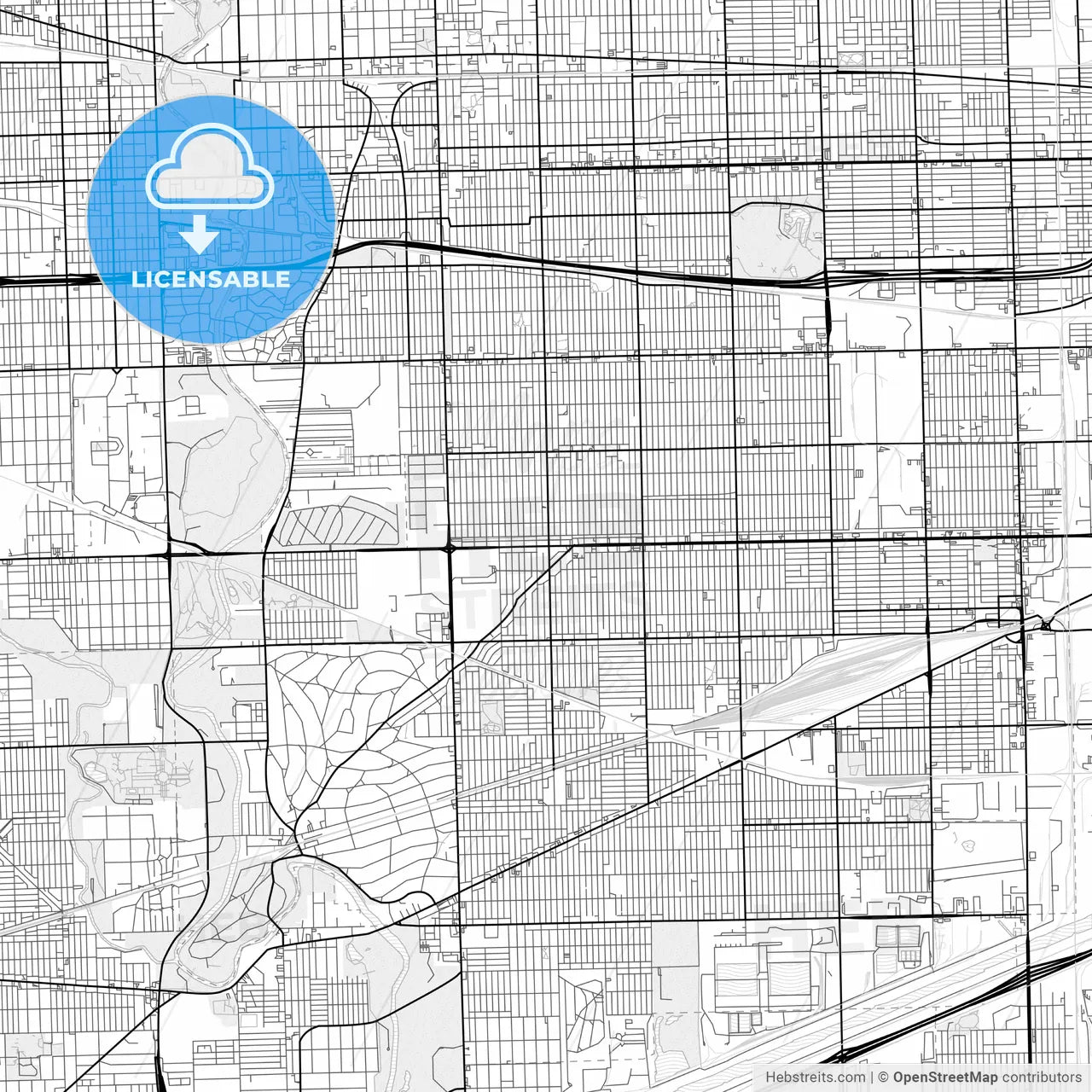 Vector PDF map of Berwyn, Illinois, United States